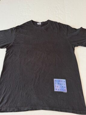 Supreme Black Short-Sleeve Tee with Blue Text Patch